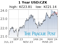 USD:CZK 1 Year